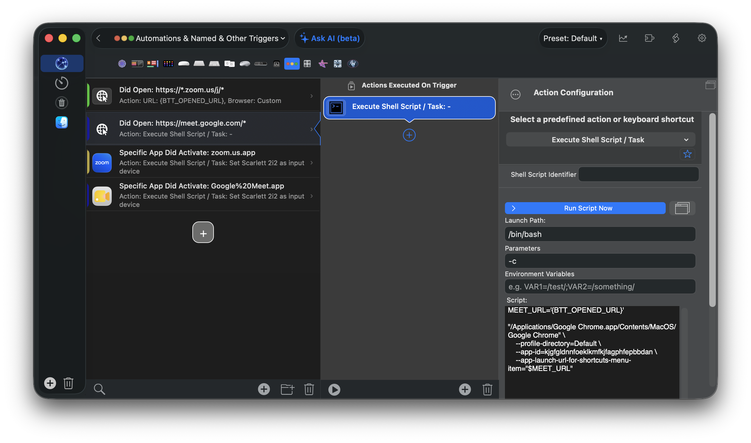 BetterTouchTool settings