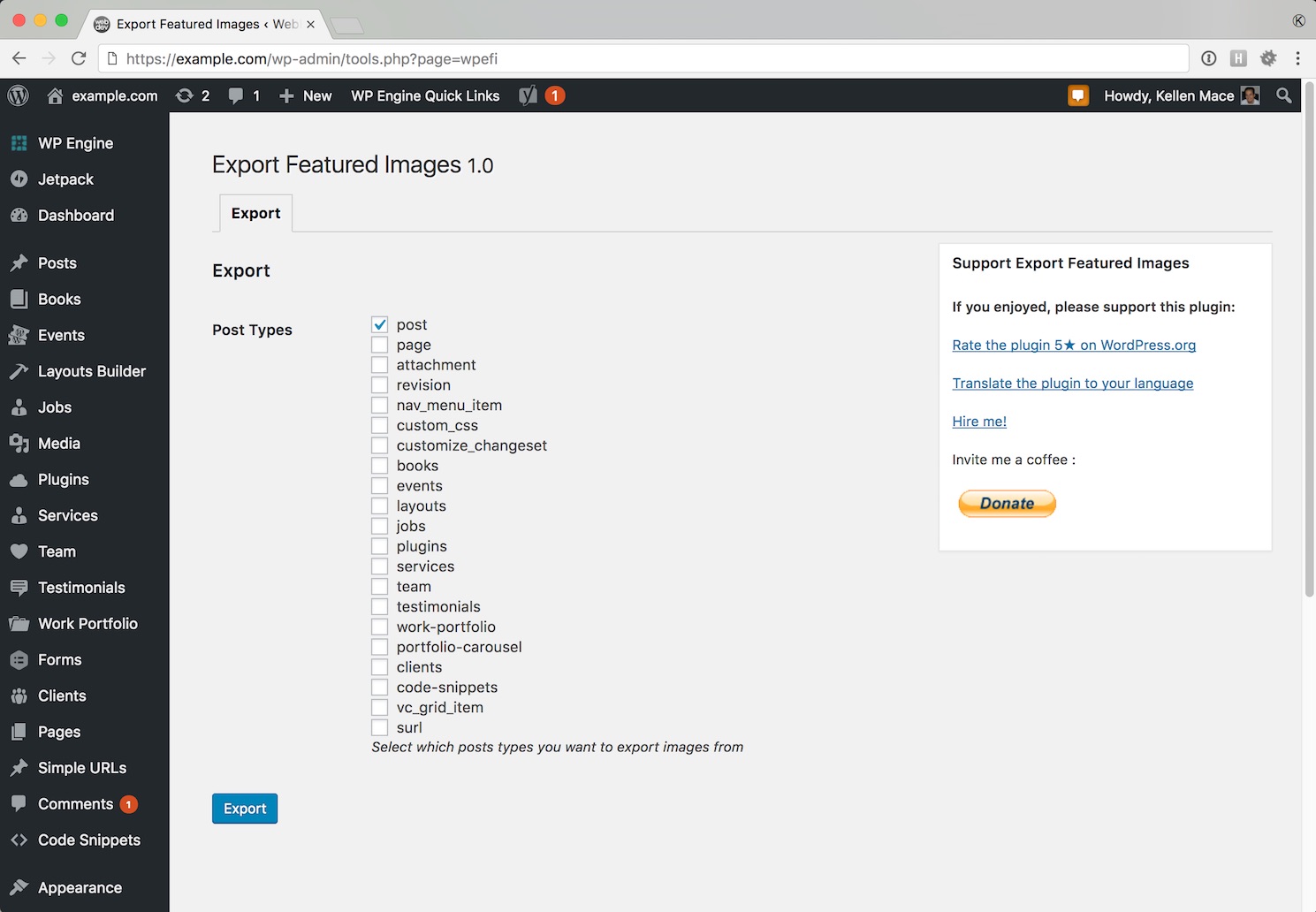 export featured images